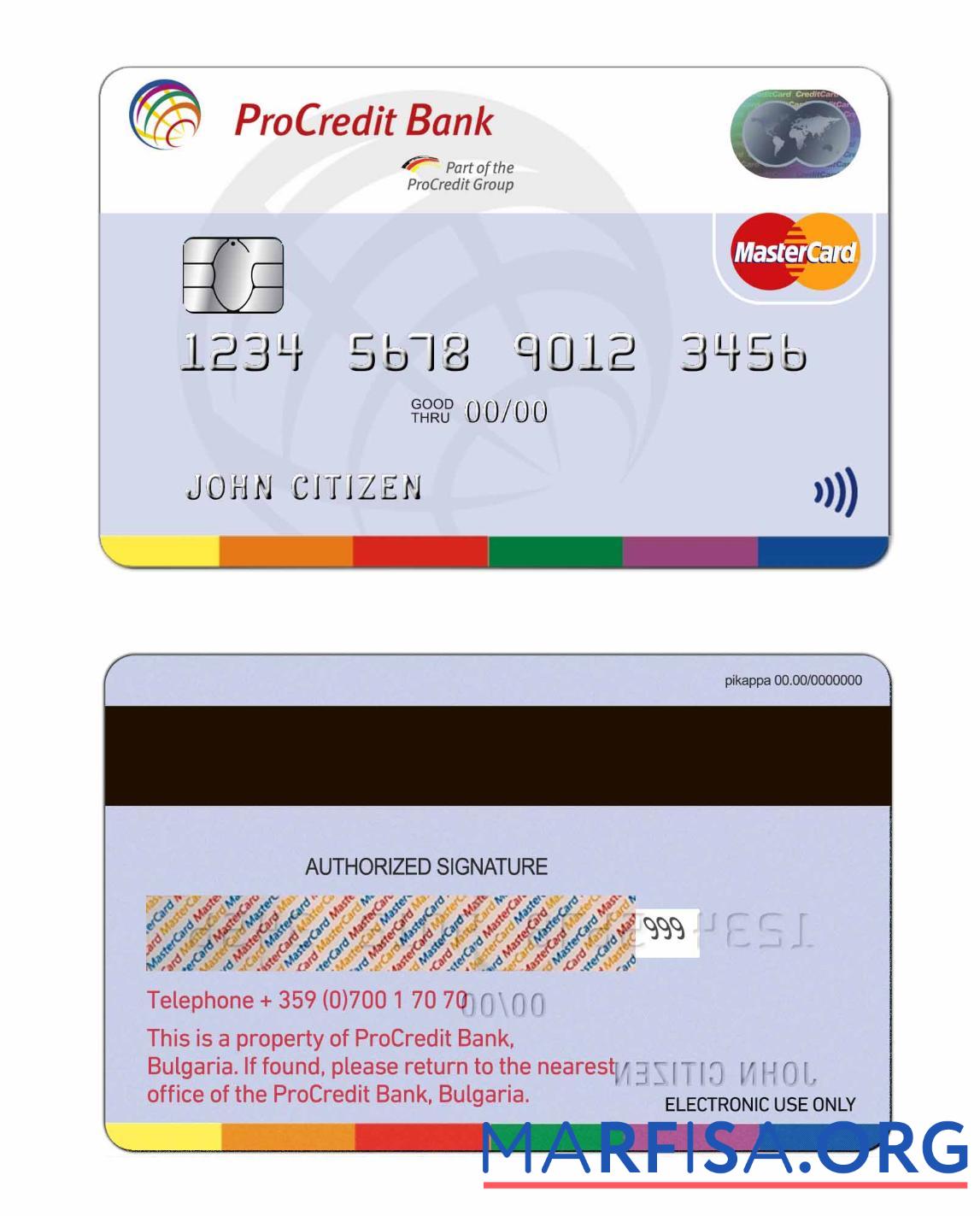 Blank Bulgaria ProCredit bank mastercard template
